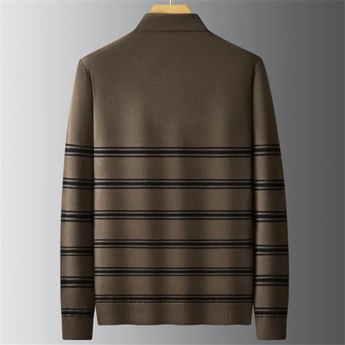 Men Striped Wool Pullovers Sweater Long Sleeve Buttons Lapel Soft Warm Casual Jumper Top2