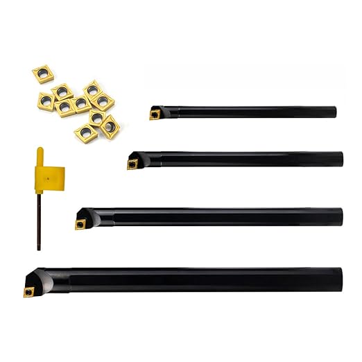 OSCARBIDE Indexable Boring Bar Set 4 Pieces,1/2"x7",5/8"x8",3/4"x10",1"x12"Right-Hand Sclcr Boring Bars with 14 Pieces CCMT09T304(CCMT32.5) Carbide Inserts