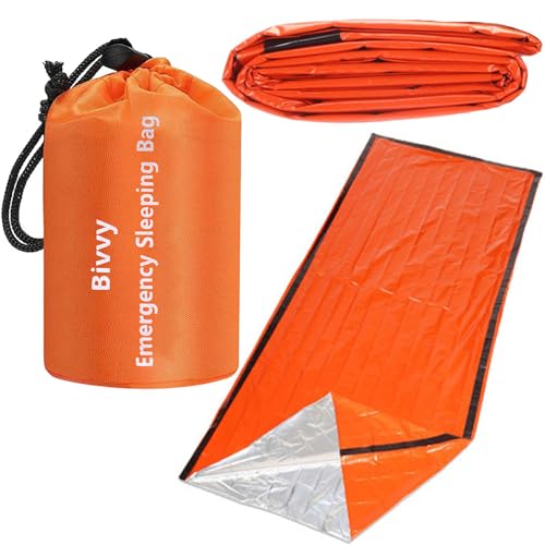 Wesoke Emergency Sleeping Bag Waterproof Lightweight Thermal Survival Bivy Sack Portable Emergency Blanket Orange