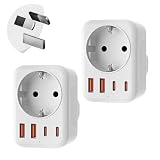 Denlane Adapter Australien 2 Pack, 5 in 1 Reiseadapter Australien mit 1 AC & 2 USB-C & 2 USB-A(3.4A), Adapter China Neuseeland Deutschland Stecker, Adapter Argentinien Fidschi, Reisestecker Typ I