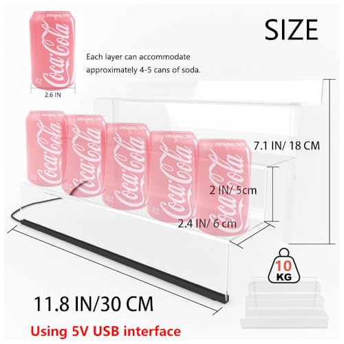 12インチ クリアアクリルディスプレイライザーシェルフ LEDライト付き 3段ディスプレイステップシェルフホルダー 香水ケルンオーガナイザーホルダー ポップトイフィギュア クリアカップケーキライザーデザートシェルフ 卓上装飾 [4]