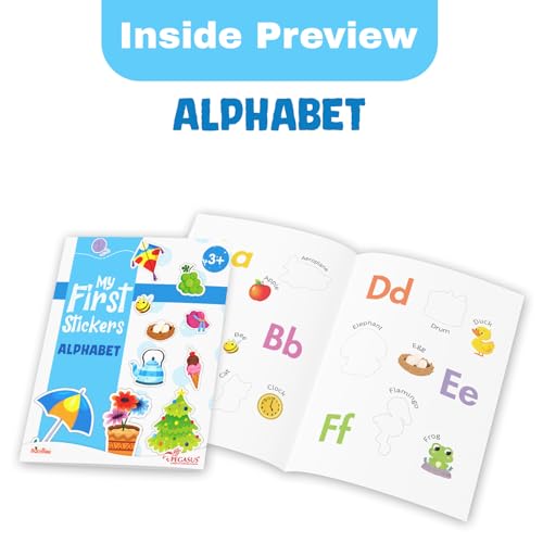 Image of Pegasus My First Stickers Activity Book Set for Kids Age 3+ | 6 Early Learning Themes - Alphabet, Numbers, Animals & Birds, Colours & Shapes, Things That Move, Fruits & Vegetables