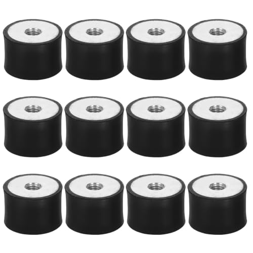 Homoyoyo Rubber Shock Absorber Pads 12pcs with Double-ended Threaded Design Anti-vibration Noise Dampening Cushions for Engine and Air Compressor for Industrial Environments