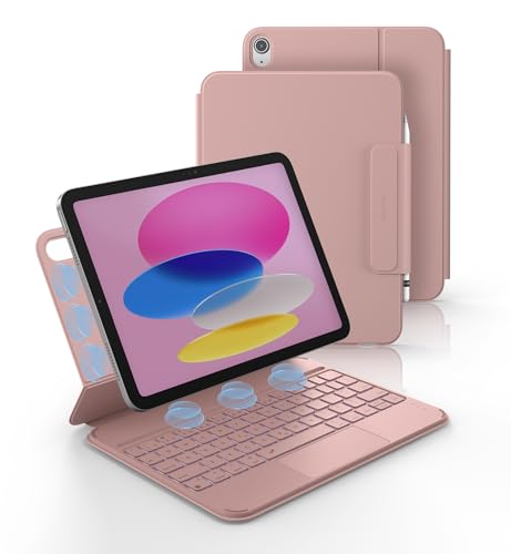 Dexnor for iPad (A16) 11th/10th Generation Case with Keyboard Ultra-Thin Magnetic Folio Keyboard Case Trackpad Pencil Holder Backlit Rechargeable for iPad A16 11