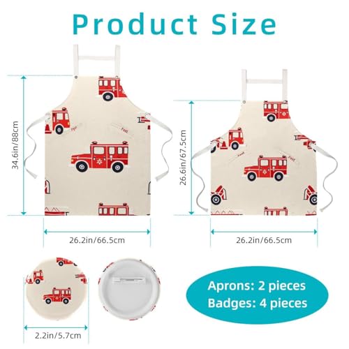 Tablier de cuisine camion de pompiers anti-taches avec 2 poches - 2