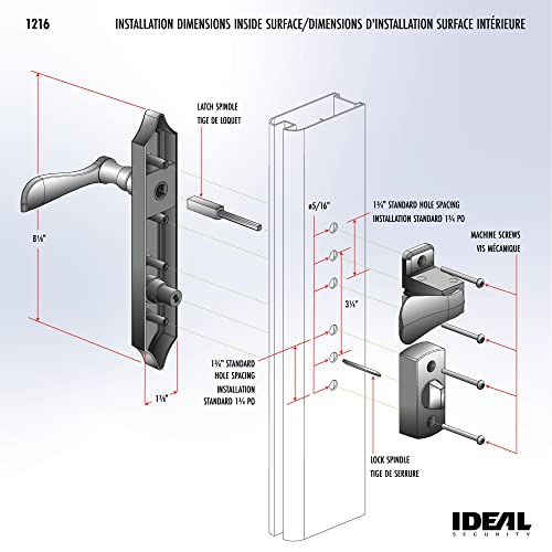 Ideal Security 1216 Surface Mount Storm Door Handle with Lock and Key for 1 – 1 ½ inches Thick Doors (White, 4-Posts) by Ideal Security - Image 3