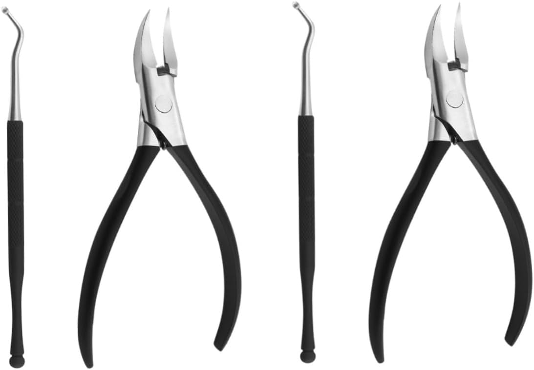 FOMIYES 2sets Ergonomic Nail Clippers for Toenails Fingernails Stainless Steel Manicure Kit Safe