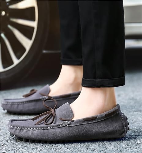 Mens Loafers Square Toe Nubuck Leather Moccasins Boat Shoes Anti-Slip Slip Resistant Comfortable Party Wedding Slip-ons4