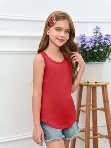 Haloumoning Girls Tank Tops Kids Summer Crewneck Sleeveless Shirts Dancewear 5-14 Years3