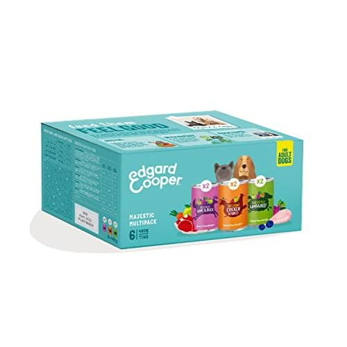 Edgard & Cooper Lot de 6 boîtes de nourriture humide pour chiens adultes sans céréales pour aliments naturels multipack 6 x 400 g poulet et dinde frais, alimentation complète, saine et équilibrée pour