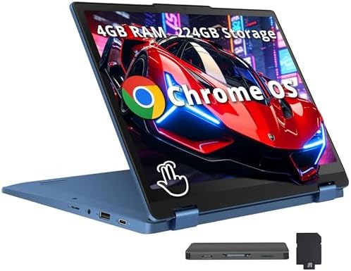 Lenovo Flex 3i Chromebook 12.2" WUXGA Touchscreen 2-in-1 Laptop, Intel N100, 4GB LPDDR5, 224GB Storage (64GB eMMC+160GB Docking Station Set), Intel UHD Graphics, HD Webcam, Wi-Fi 6, Chrome OS, Blue