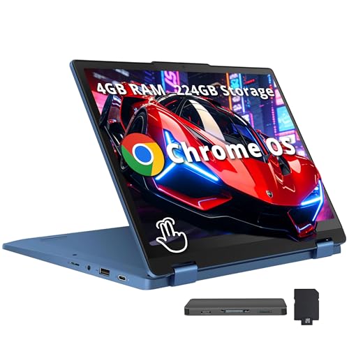 Lenovo Flex 3i Chromebook 12.2" WUXGA Touchscreen 2-in-1 Laptop, Intel N100, 4GB LPDDR5, 224GB Storage (64GB eMMC+160GB Docking Station Set), Intel UHD Graphics, HD Webcam, Wi-Fi 6, Chrome OS, Blue
