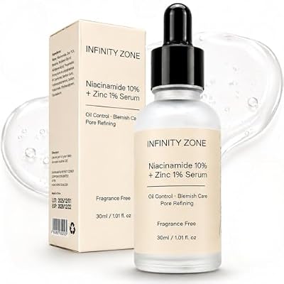Niacinamide 10% + Zinc 1% Face Serum Lightweight Hydrating Serum with Hyaluronic Acid & Vitamin B5, 30 ml / 1.01 fl oz