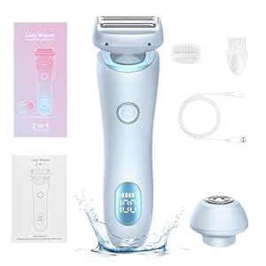 Lady Shavers for Women Rechargeable, 2 in 1 Waterproof Electric Razor for Women, Wet & Dry Electric Shaver, Painless Hair Removal for Different Body Parts (Blue)