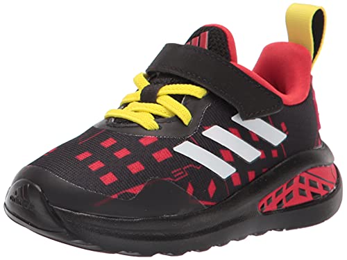 adidas Kids Fortarun Superhero Running Shoe, Black White Vivid Red, 10 US Unisex Toddler