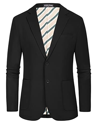 PaulJones Chaqueta clásica Sakko de 2 botones, corte regular para hombres, Negro , M Cover