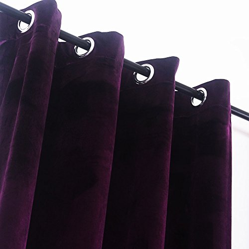 Cherry Home Luxury Velvet Blackout Curtains Panels With Grommet Draperies Eyelet 52Wx72L Inch Purple, 2 Panels For Theater,Bedroom, Living Room And Hotel #TOP4