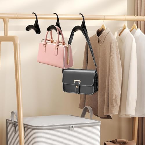 SSHUIKKAI 8 Stücke Taschen Aufhänger, Taschenbügel, Taschenhaken, Rucksack Aufhängen, Handtasche Kleiderbügel Haken Schrank, für Hängende Rucksäcke Schulranzen Schal Gürtel Und Krawatte(Schwarz)