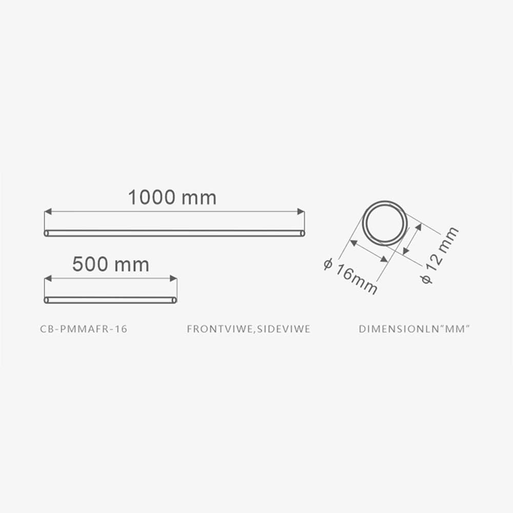Bykski Frosted PMMA Hard Tube OD 12/14/16mm 50cm Length Water Cooling Rigid Pipe，4-Pack (OD14mm Frosted PMMA Hard Tube)