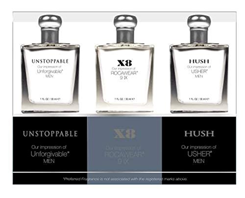 Urban Travel Fragrance Gift Set by Preferred Fragrance - 1x Unstoppable, 1x X8 and 1x Hush