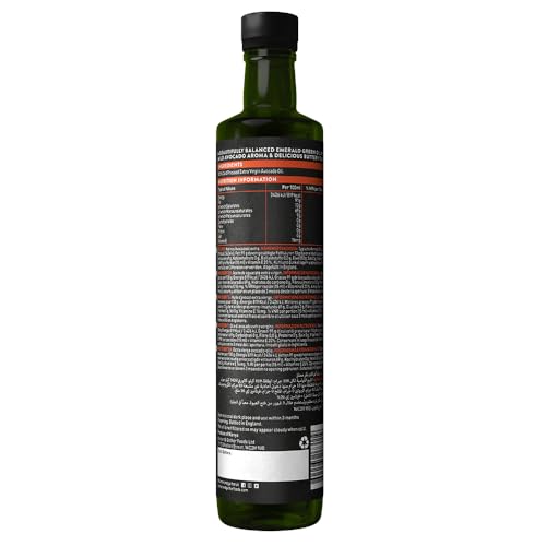 Natives Avocado-Öl Extra | Kalt gepresst, nicht raffiniert | 100% Natürliches Vielseitiges Avocadoöl | Ohne Zucker-, Gluten oder Milchprodukte (500 ml)