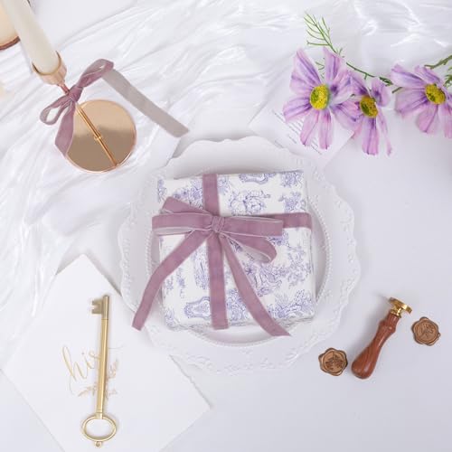 Image of QIANF Vintage Lavender Velvet Ribbon Lilac Christmas Ribbon for Gift Wrapping Crafts Christmas Tree Ornaments Garland Decorations, 5 /8 Inch X 25Yd
