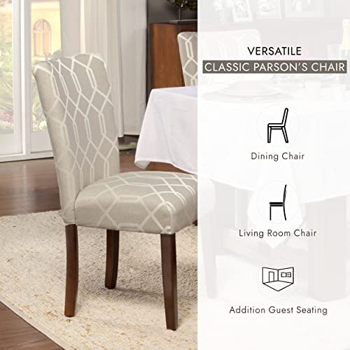 Homepop Parsons Classic Upholstered Accent Dining Chair, Set Of 2, Pewter Grey And Lattice Cream #TOP2