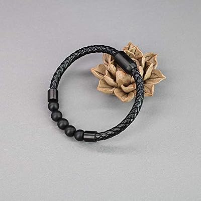 COAI AmorWing Mens Womens Leather Stone Beaded Bracelet