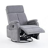 FACAAJ SPO Modern Swivel Rocker Recliner Chair with Pockets, 360° Glider Rocker Recliner Chair, 300LB Capacity, Space Saving Accent Chair for Living Room, Apartment (Grey)