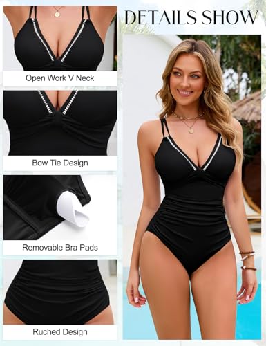Maillot de bain gainant sexy col en V pour femme active