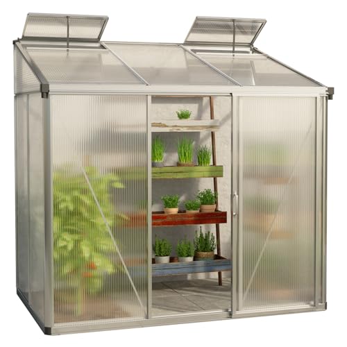 GFP Gewächshaus Anlehngewächshaus Eden 23 aus Alu - 222x147 cm - 10 mm...