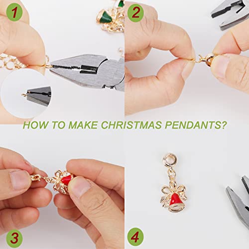 200 Pieces Christmas Large Hole Beads Kit Included 180 Rhinestone European Beads And 20 Cute Christmas Pendants For Christmas Diy Bracelet Jewelry Making (Red Green White) #TOP3