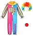 ReliBeauty Clown Costume for Kids Boys and Girls Circus Costume Toddler with Wig, 4T-4/110