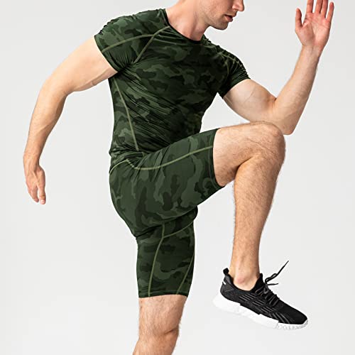 Yishengwan T-Shirt de Compression Homme Manches Courtes Maillot Sport – vue 5