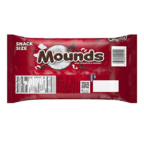Mounds Dark Chocolate And Coconut Snack Size Candy Bars, Gluten Free, Individually Wrapped, 11.3 Oz Bag #TOP1