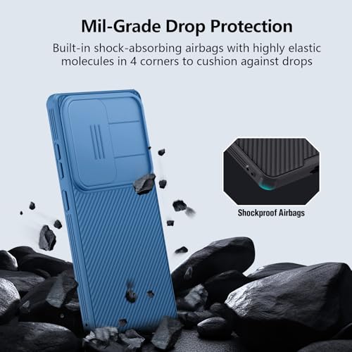 Image of Nillkin Classic Series for Samsung Galaxy S25 Plus Case with Camera Cover, Military Drop Protection & Thin Slim Fit & Lanyard Design & Non-Slip Protective Phone Case for Galaxy S25 Plus 6.7 inch, Blue