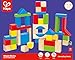 Hape Maple Wood Kids Building Blocks Stacking Wooden Block Educational Toy Set for Toddlers, 50 Brightly Colored Pieces in Assorted Shapes and Sizes