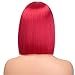 ENTRANCED STYLES Red Wig Synthetic Straight Hair Middle Part Wig Shoulder Length Bob Wigs for Women Colorful Bob Wigs for Party & Cosplay Use