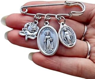 SAINT DYMPHNA Safety Pin Brooch-Patron Saint Victims- Mental Illness- Loss of Parents- Support Gift- Saint Pin- Saint Dymphna