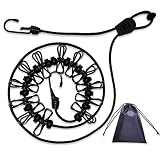 HSNNXY Portable Travel Clothesline, Adjustable Windproof Camping Clothesline with 12 Clips, RV Cruis