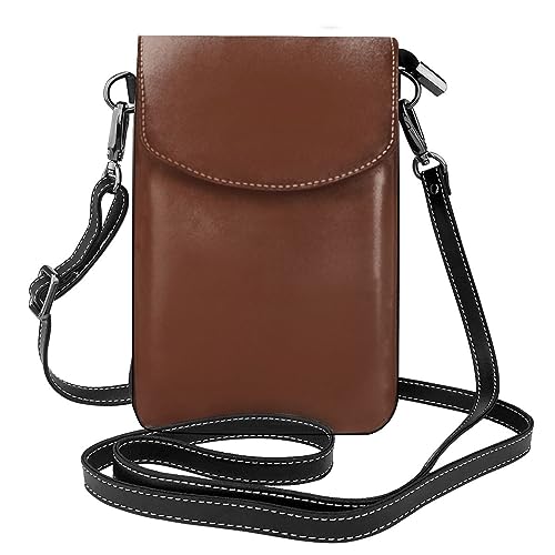Light Chestnut Brown Crossbody Bag, Leather Crossbody Flap Mobile Phone