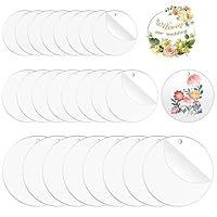 26 Stück Acrylscheibe Rund mit Loch, 5cm/7.5cm/10cm Acrylscheibe Acrylplatte Rund, Acryl Schlüsselanhänger Rohlinge, Acrylscheibes Transparent für Gemälde, Dekorative Wandbehänge, Schlüsselanhänger