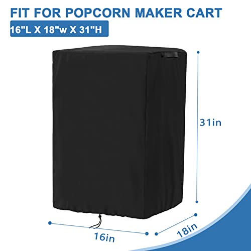 Image of 420D Waterproof Popcorn Machine Cover 16 inchL x 18 inchW x 31 inchH fit for Great Northern | Adjustable drawstring cinches bottom securely. Two side handles aid lifting. Waterproof fabric keeps machine dry.