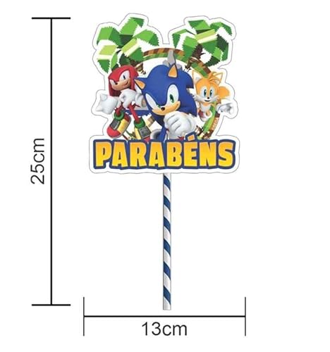 Topo de Bolo Sonic em Eva Decoração Festa de Aniversário Infantil