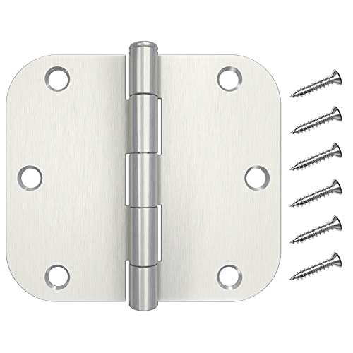 HOSOM 48 Pack Door Hinges Brushed Nickel 3.5 Inch with 5/8 Radius Corners, Interior Door Hinges