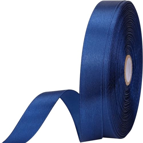 5/8 inches 50 Yard Dark Blue Satin Ribbon for Gift Wrapping, Wedding, Crafts, Christmas,Easter, Floral, Hair, Invitation Decorations and More