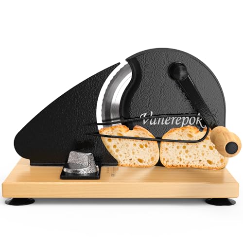 vanerepok Upgrade Manual Bread Slicer for Homemade Sourdough Bread, Classic Hand Crank Home Bread Slicer With Scale Line and Steel Fence, Sharp Blade, Adjustable Width for Homemade & Commercial Use