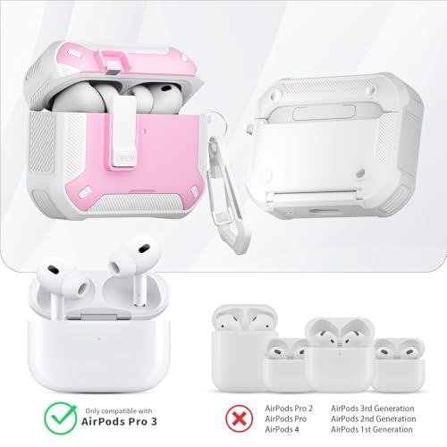 Image of for AirPods Pro 3 Case with Magnetic Lock and Phone Stand, Compatible with Magsafe Charging,with Carabiner&Cleaner kit for Apple iPod Pro 3rd Generation Cover(2025) Men Women (Pink)