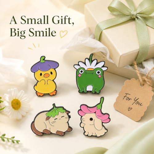 Image of 8Pcs Kawaii Frog Enamel Pin Set Cute Cartoon Frog Brooches, Lapel Pins for Backpacks, Jackets, Hats, Perfect Gifts for Women, Teens