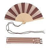 Fisura – Handfächer mit Streifenmuster. Trendiges Holzaccessoire in Braun und Beige, kompakt und leicht, inklusive Trageschlaufe, originelle Geschenkidee für Sommer und Urlaub, 42,5 x 23 cm